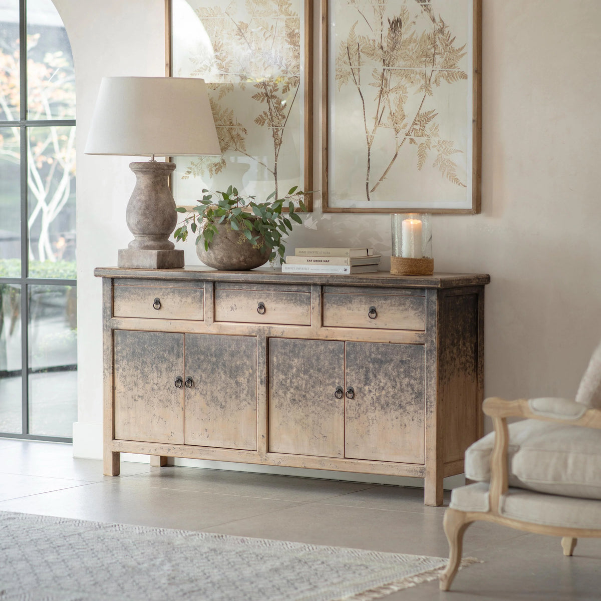 Loxwood Reclaimed Pine Four Door Sideboard 160cm-D