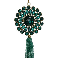 Turquoise Glass Ornamental Flower Tassel 16cm | Annie Mo's