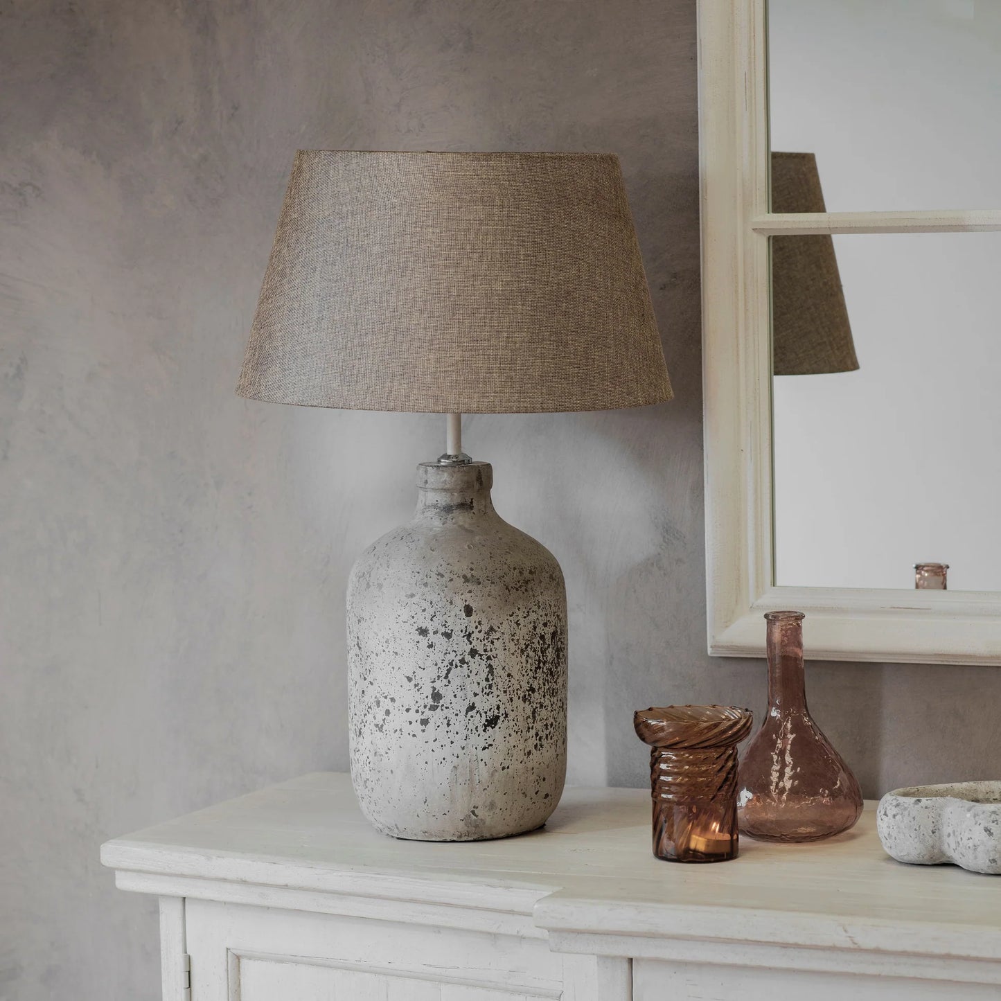 Birkdale Grey Stone Lamp with Gravel Shade 63cm - CLEARANCE