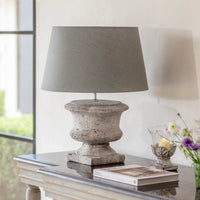 Birkdale Squat Stone Lamp with Grey Shade 63cm