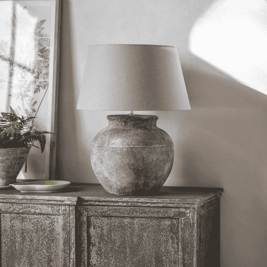 Baybridge Grey Stone Lamps with Grey Shades