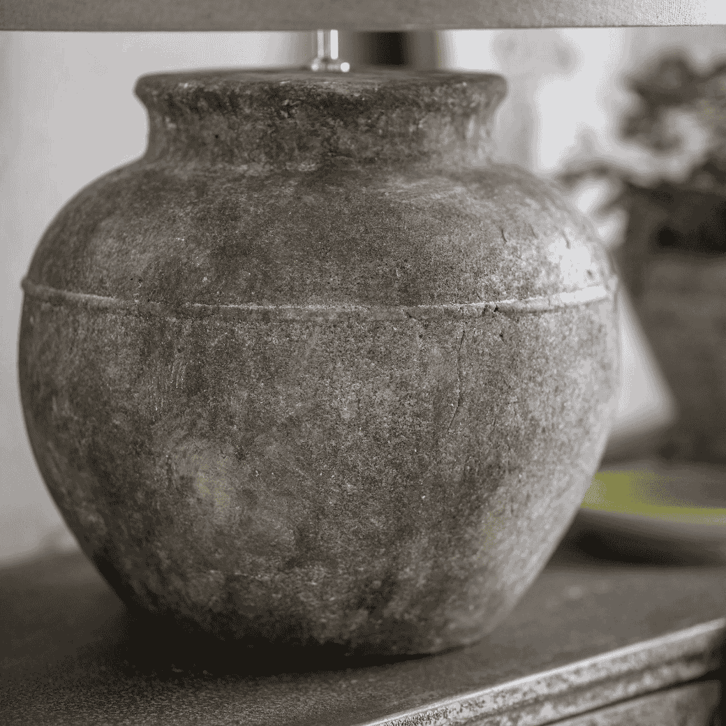 Baybridge Grey Stone Lamps with Grey Shade-B