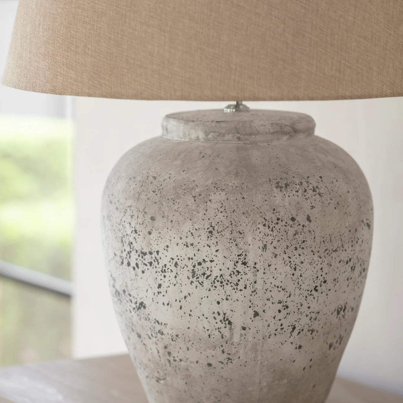 Birkdale Large Stone Lamp  with Natural Shade