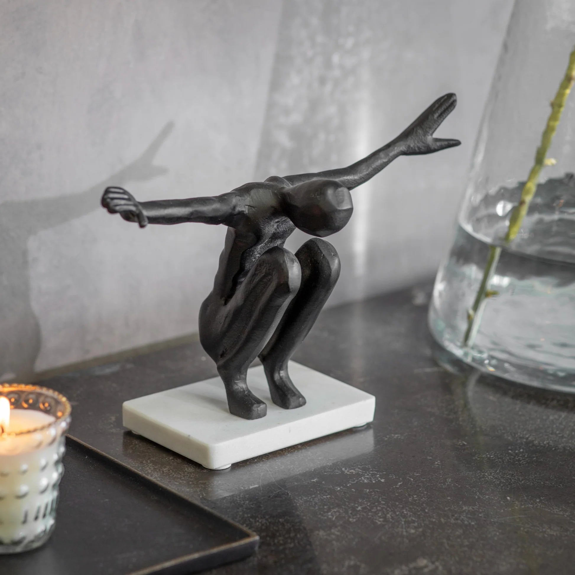 Macleod Man with Outstretched Arms on Marble Base 31cm Wide-B