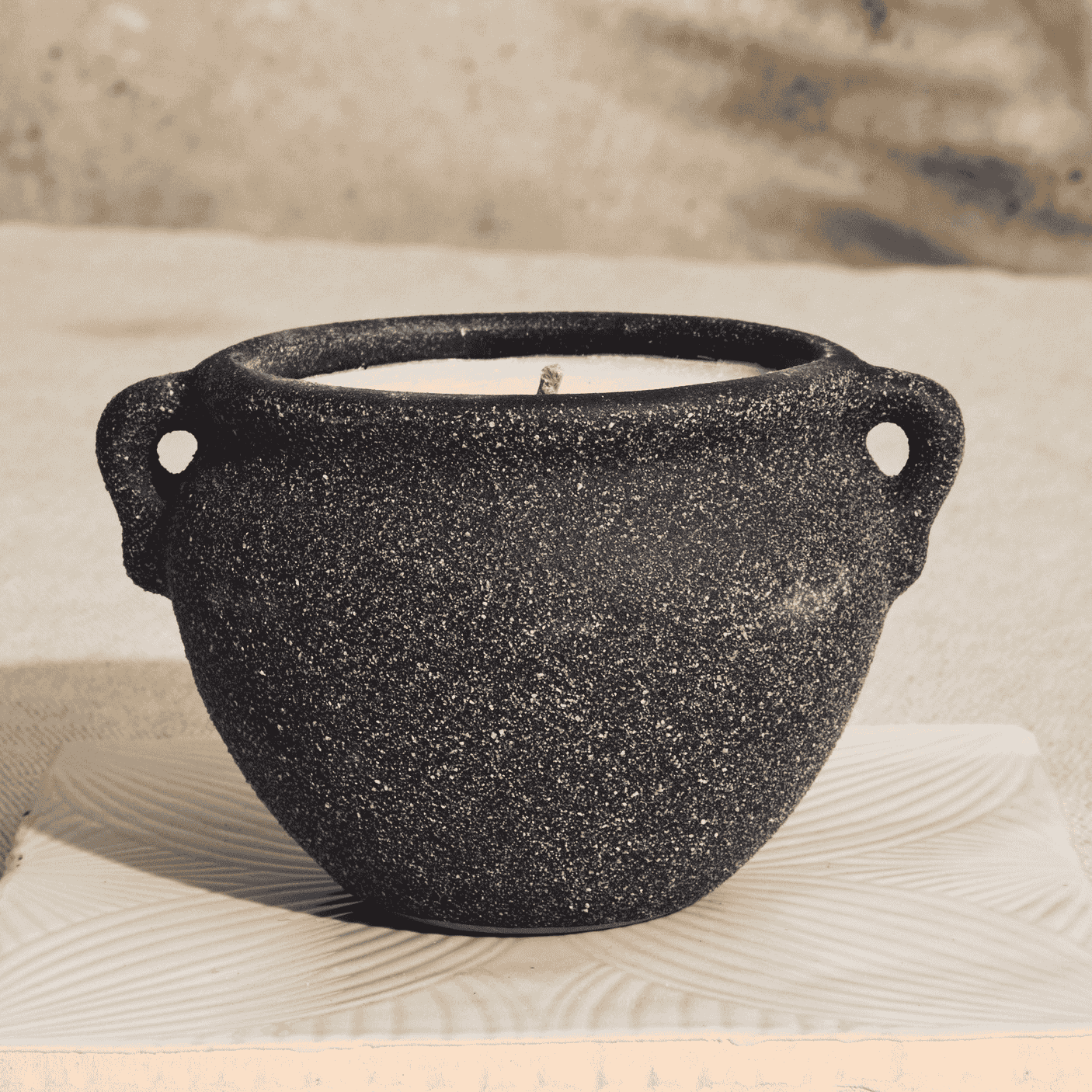 Marrakesh Graphite Pottery Candle - Activated Charcoal and Matcha-C