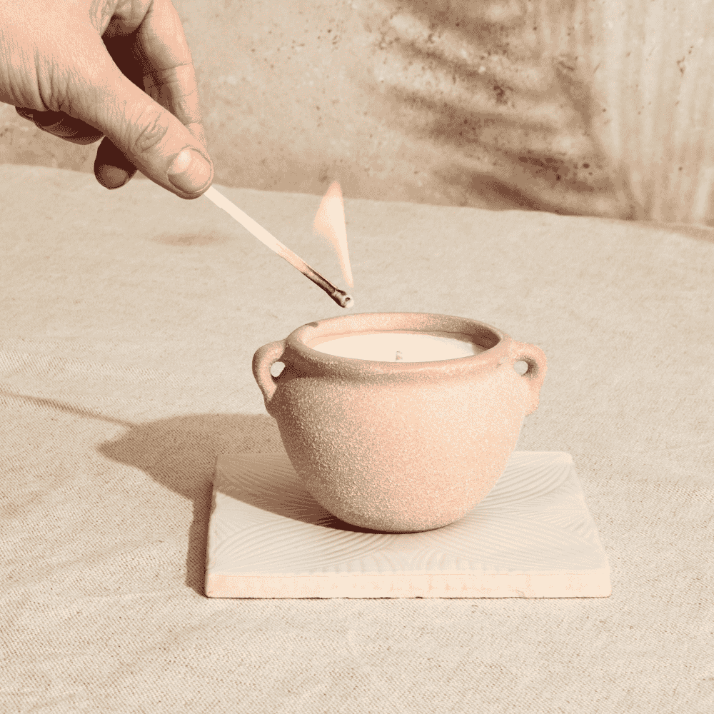 Marrakesh Sandstone Pottery Candle - Myrrh and Tonka | Annie Mo's