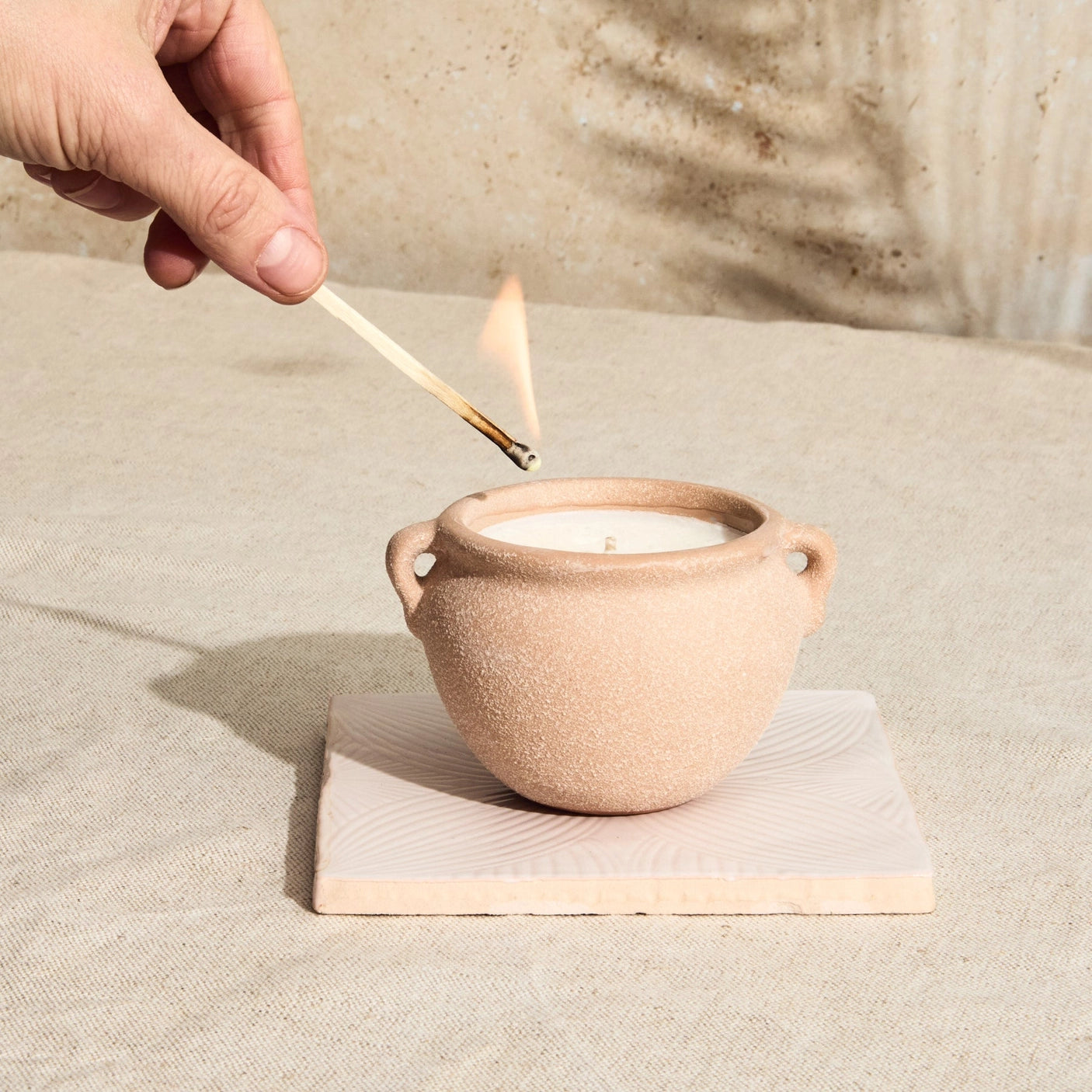 Marrakesh Sandstone Pottery Candle - Myrrh and Tonka | Annie Mo's