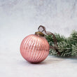 Mauve Glass Ribbed Ball Bauble 8cm | Annie Mo's