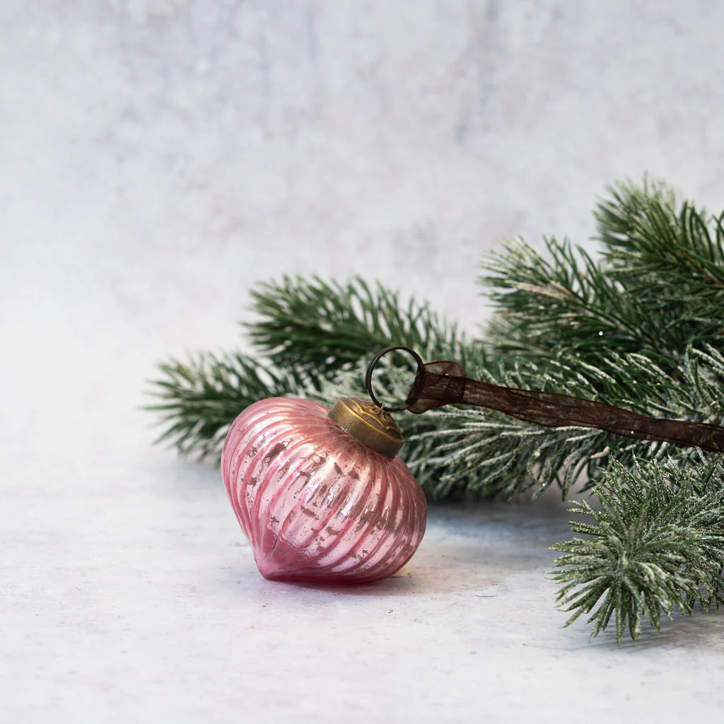 Mauve Ribbed Lantern Christmas Bauble 5cm | Annie Mo's