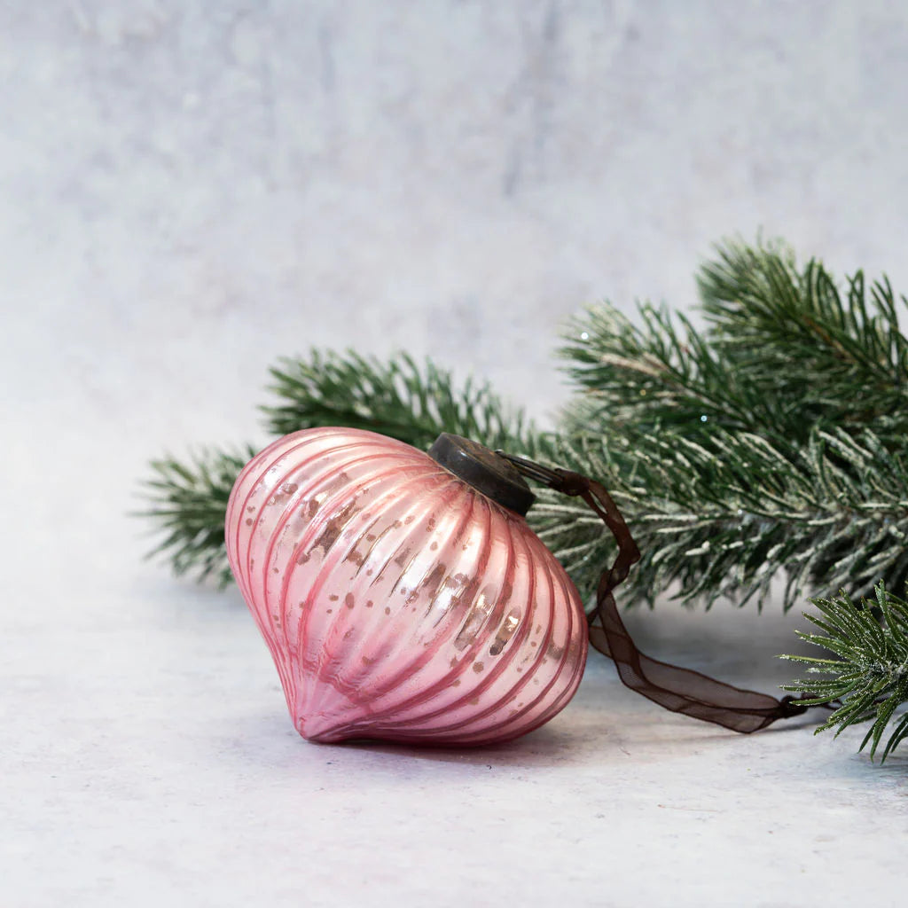 Mauve Ribbed Lantern Christmas Bauble 8cm | Annie Mo's