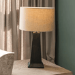 Medium Black-Stained Sandblasted Table Lamp with Beige Linen Shade 52cm -4
