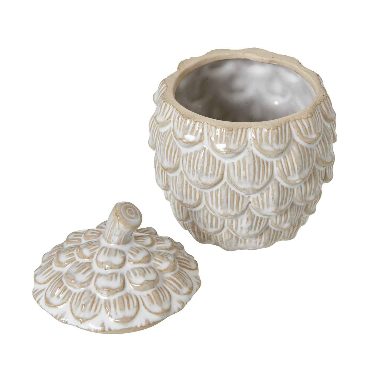 Medium Ceramic Pine Cone Trinket Dish With Lid 12cm