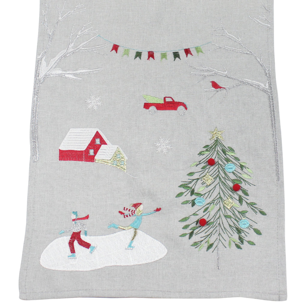 Merry Skaters Beige Table Runner 190cm x 35cm | Annie Mo's