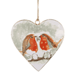 Metal Heart with Pair of Robins and Mistletoe 10cm