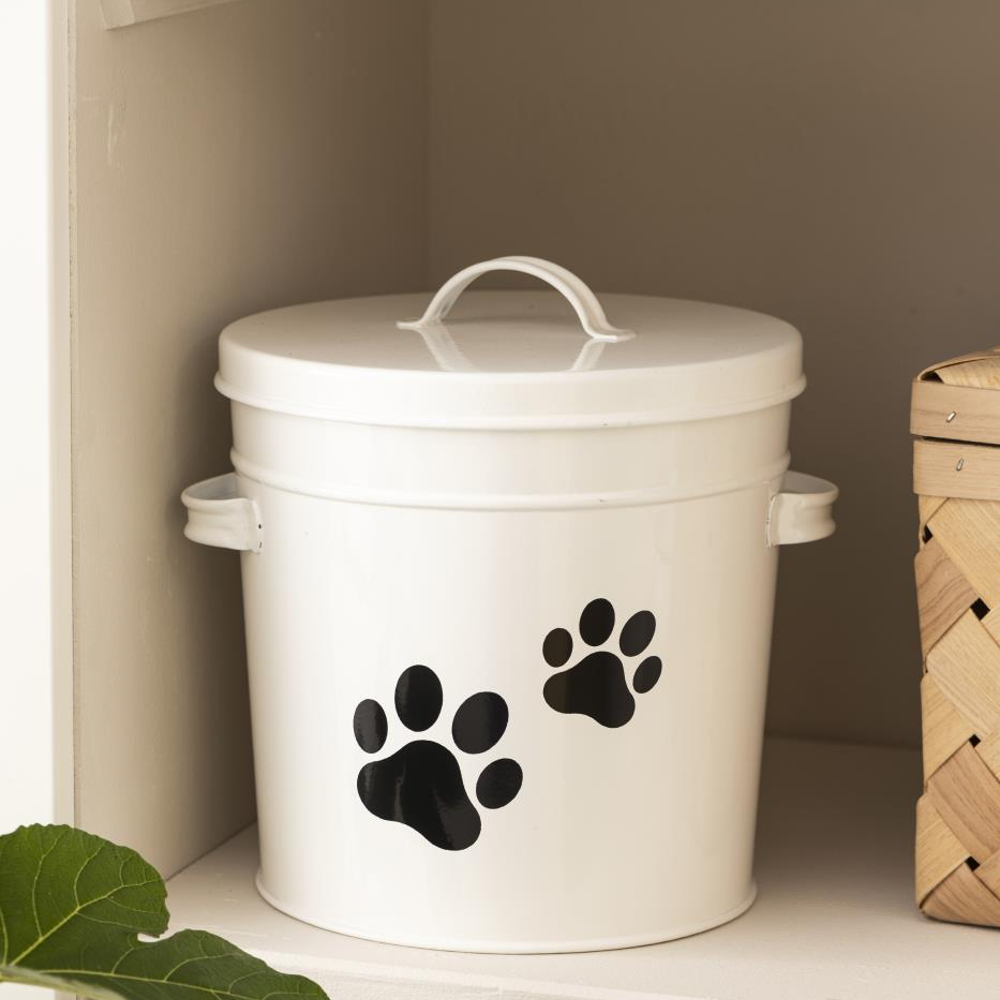 Metal Pet Food Cannister with Paw Prints Five Litre Capacity | Annie