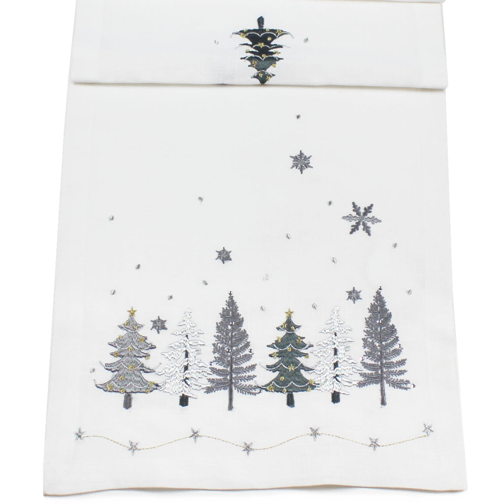 Metallic Tree White Table Runner 190 x 35cm | Annie Mo's