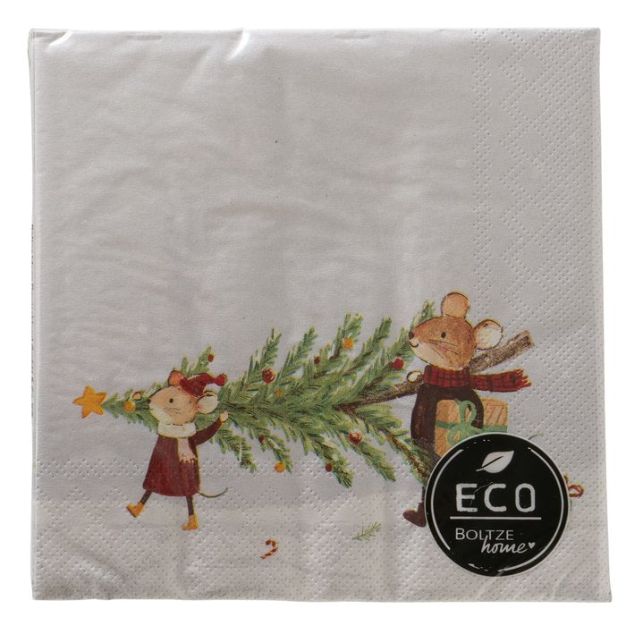 Mice with Christmas Tree Paper Napkins - Style Choice-C