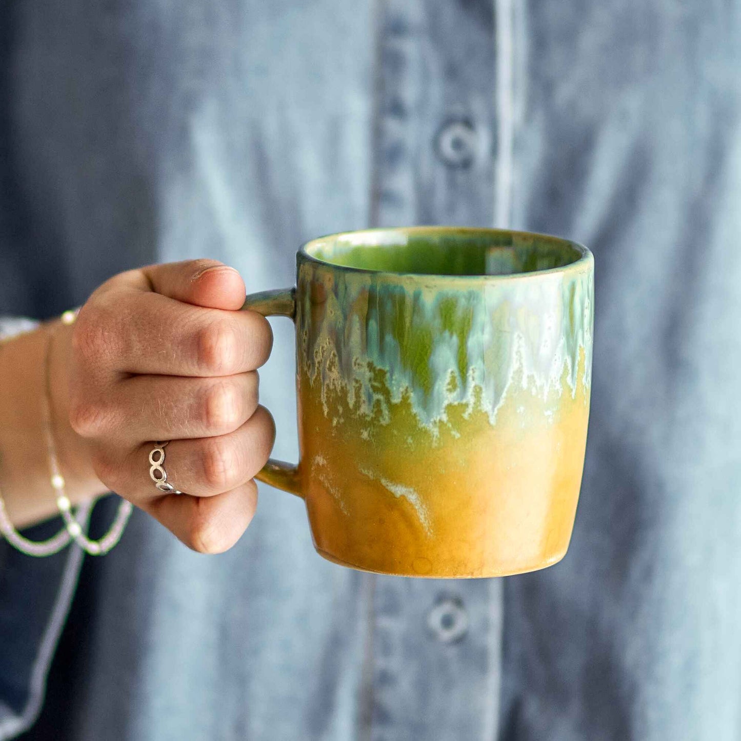 Milani Mug, Green, Stoneware | Annie Mo's