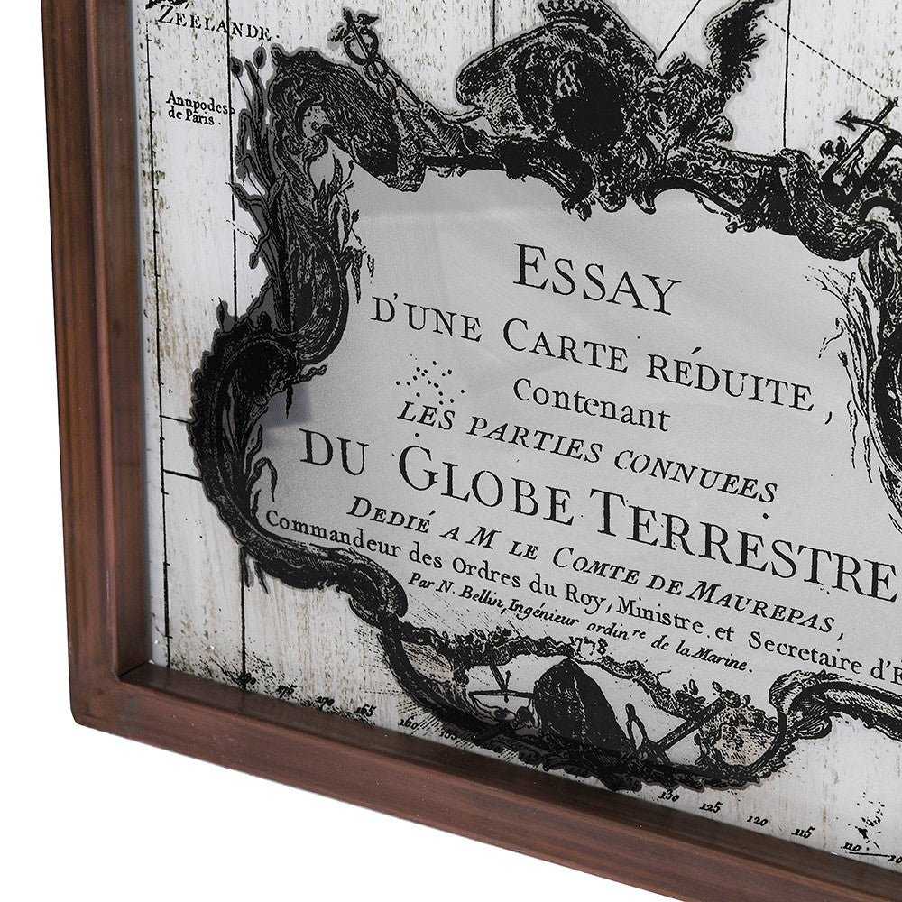 Mirrored Vintaged Metal Frame Map 117cm