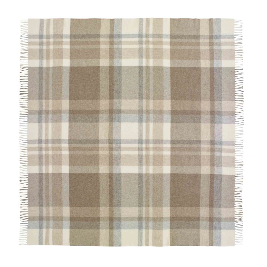 Modern Check Merino Throw - Natural-B