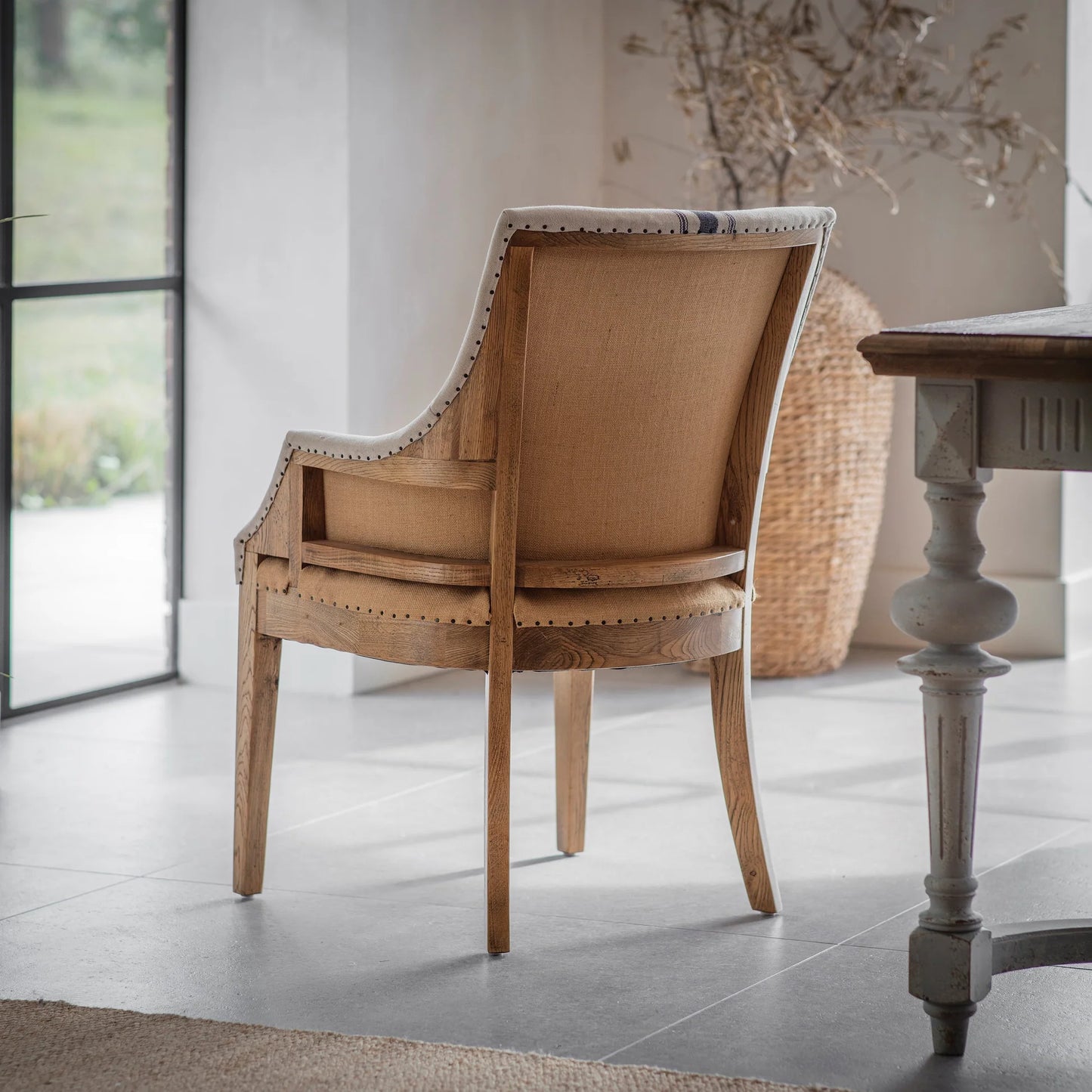 Monroe Blue Stripe Deconstructed Carver Chair