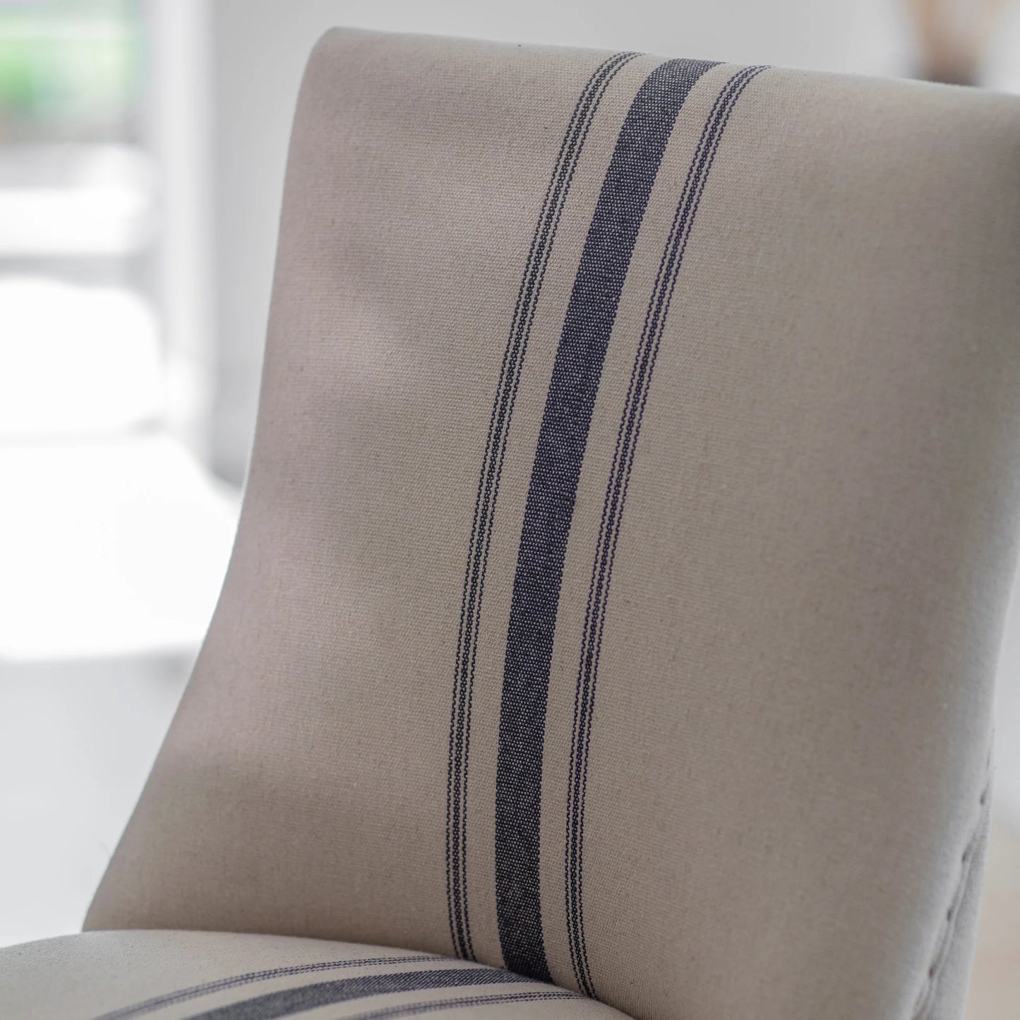 Monroe Blue and Beige Stripe Linen and Oak Bar Stool