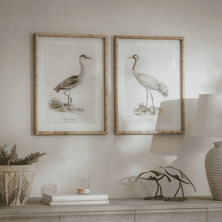 Moreton Set of 2 Crane Framed Prints 60cm | Annie Mo's
