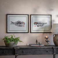 Moreton Set of Two Gyotaku Fish Framed Prints 60cm Wide Each | Annie Mo's 