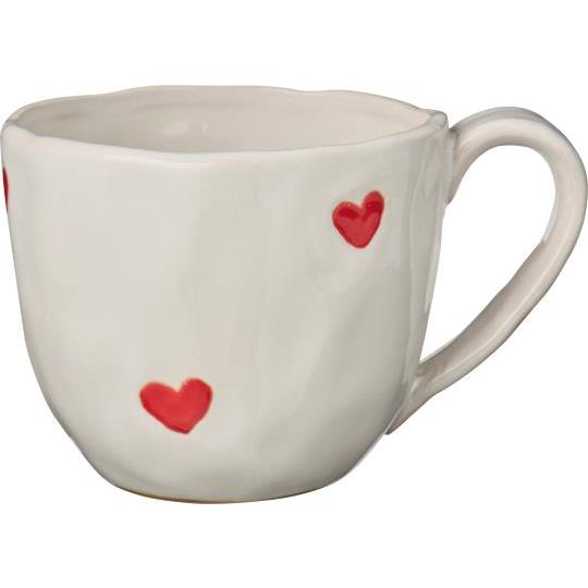 Mug With Handle Red Hearts and Uneven Edge