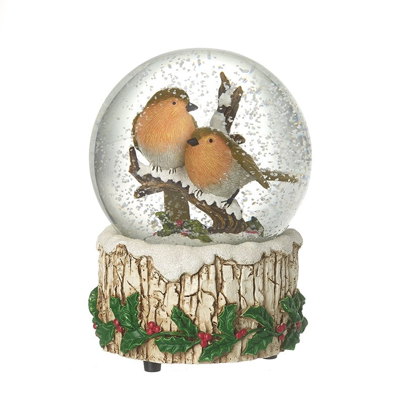 Musical Robins Snowglobe 15cm | Annie Mo's
