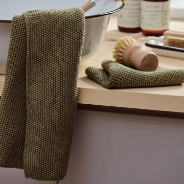 Mynte Sage Green Knitted Kitchen Hand Towel 60cm  | Annie Mo's-2