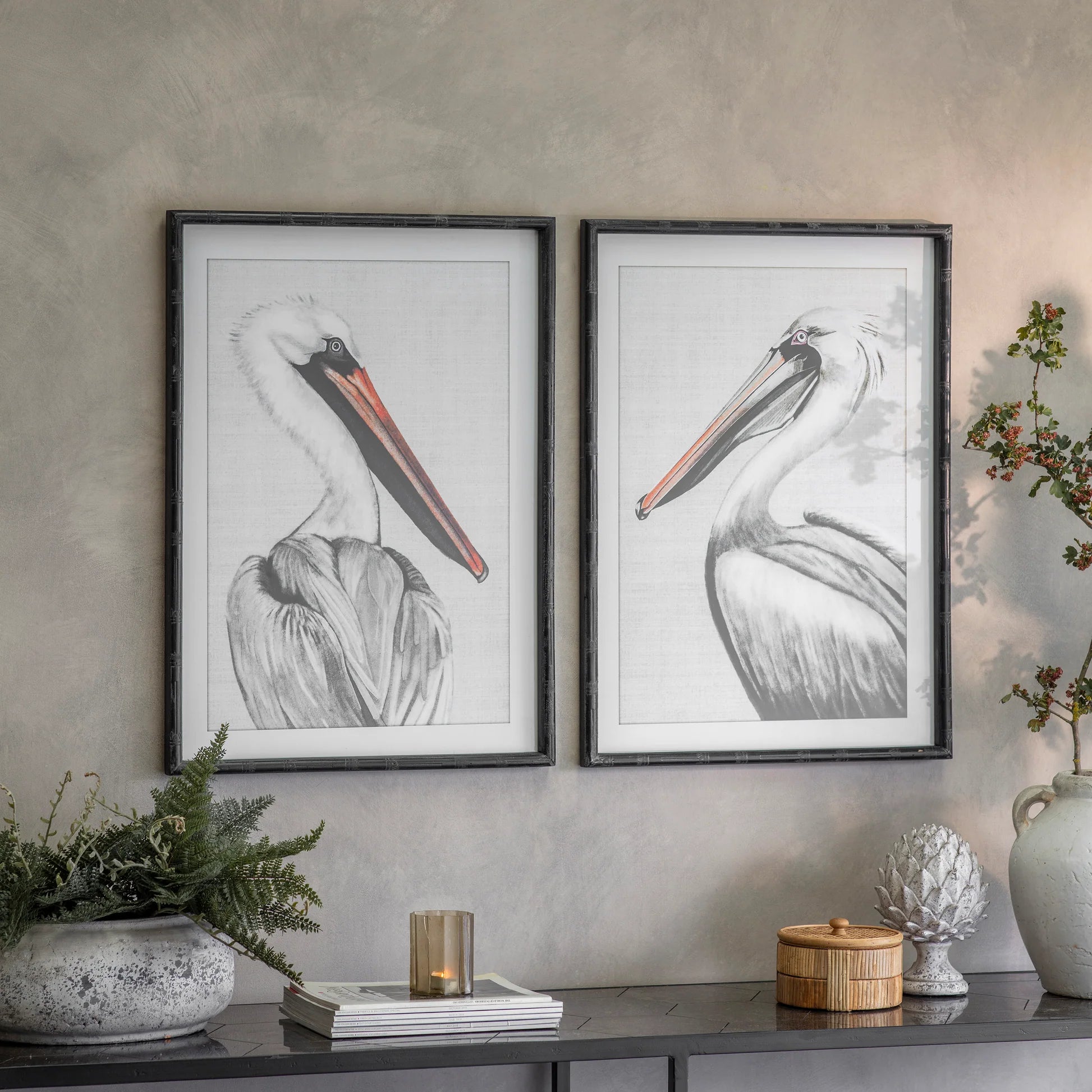 Moreton Set of 2 Pelican Framed Prints 74cm | Annie Mo's