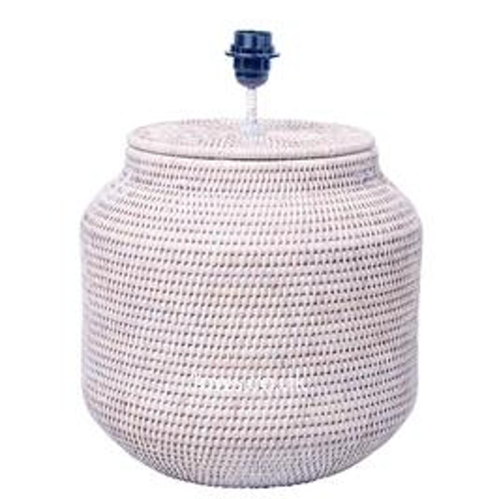 Natural White Wash Rattan Lamp Base 37cm | Annie Mo's