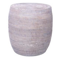 Natural White Wash Rattan Round  Lamp Table 45cm | Annie Mo's