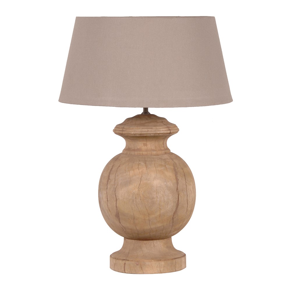 Natural Wood Round Lamp With Shade 74cm | Annie Mo's