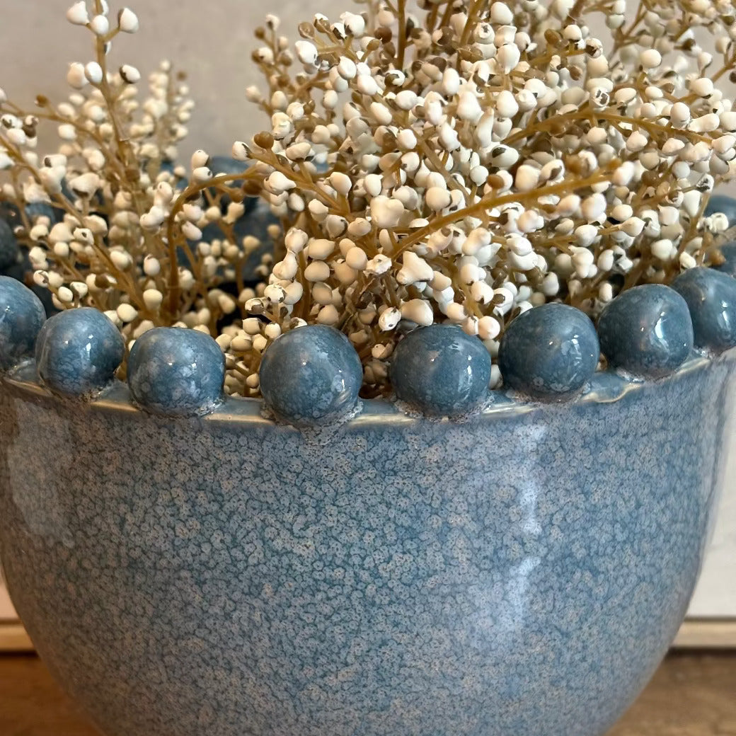 Navy Bobble Rim Urn 24cm-B