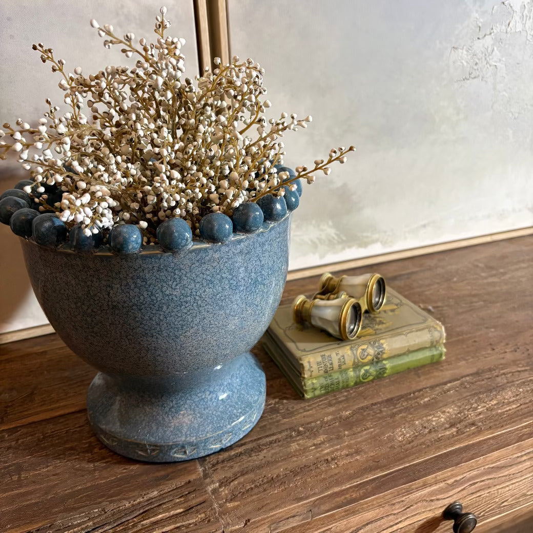 Navy Bobble Rim Urn 24cmC