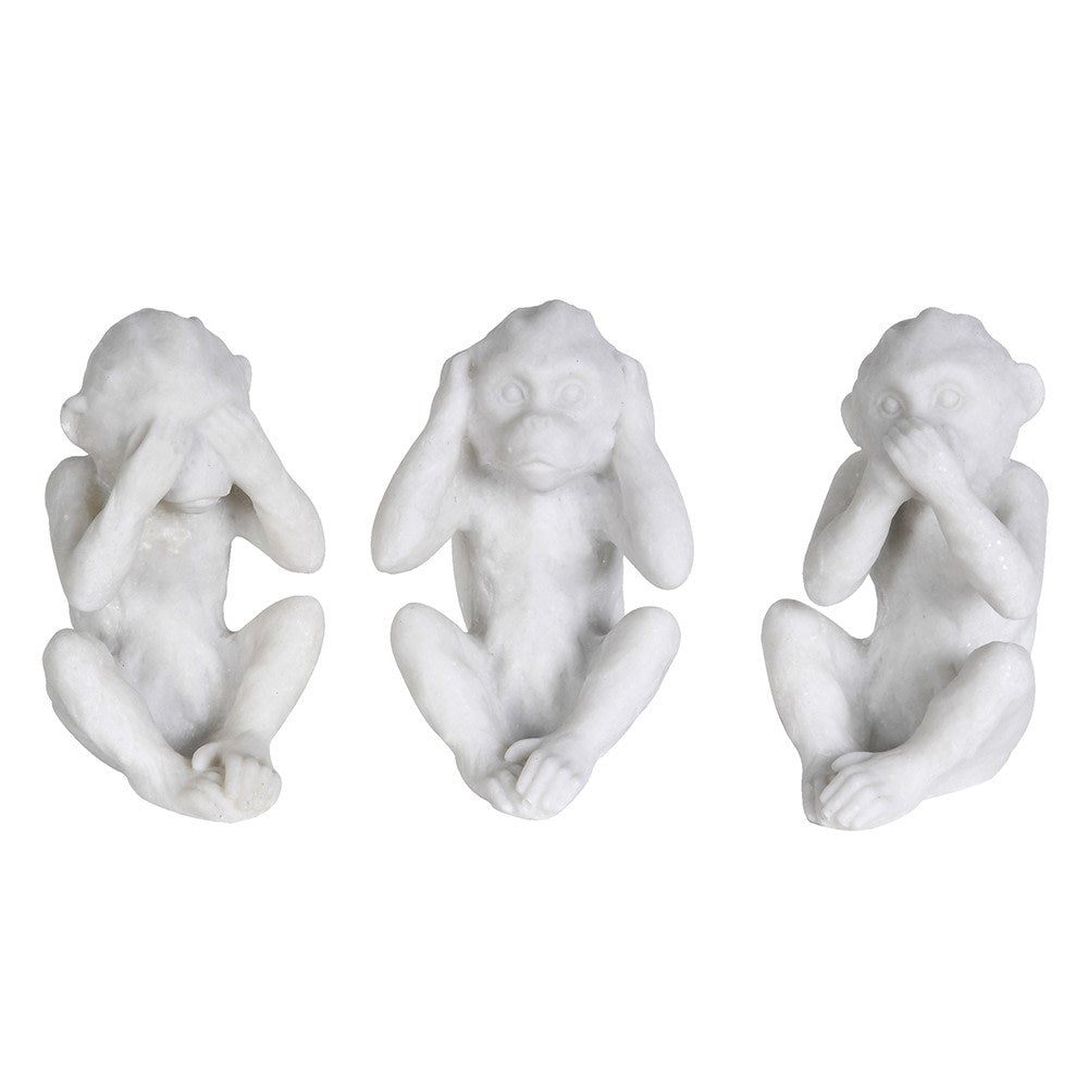 No Evil Composite Quartz Monkeys 16cm