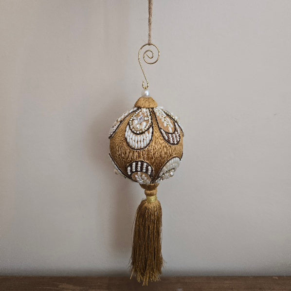 Ochre Bead Tassel Bauble 1
