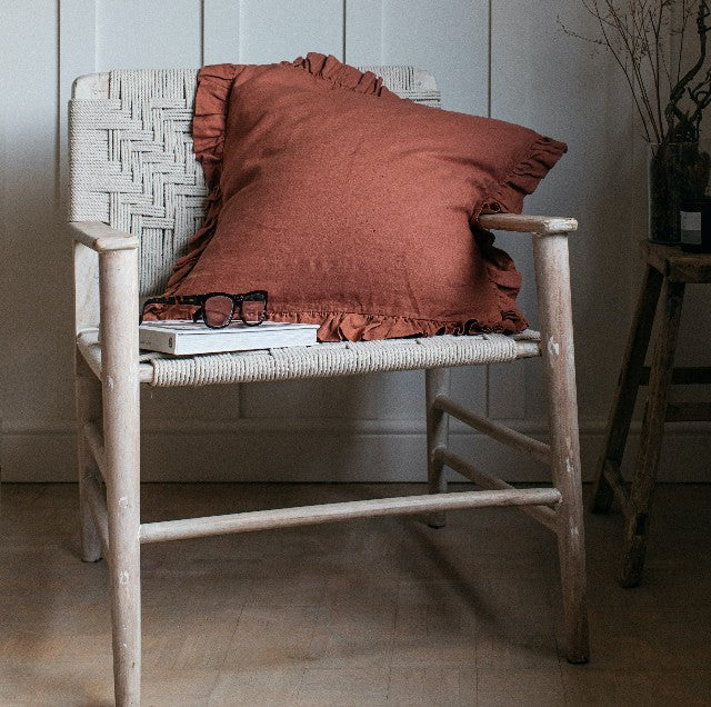 Olivia Ruffle Cushion - Copper 60x60cm | Annie Mo's