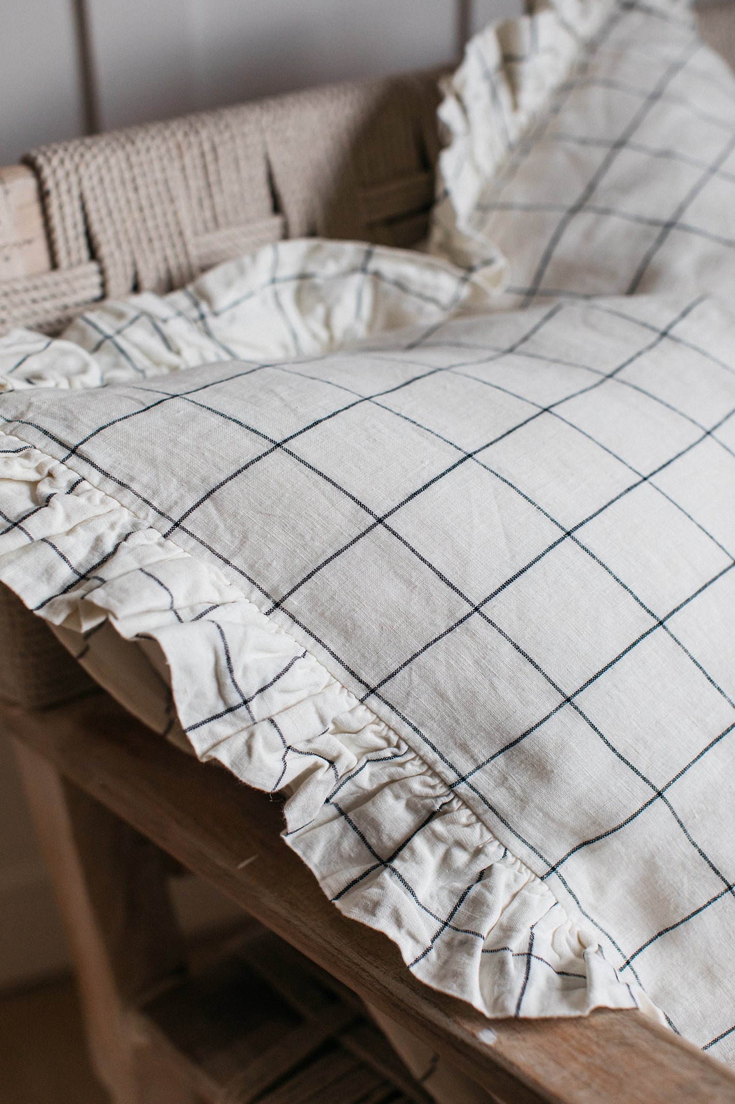 Olivia Ruffle Cushion - Grid 60x60cm