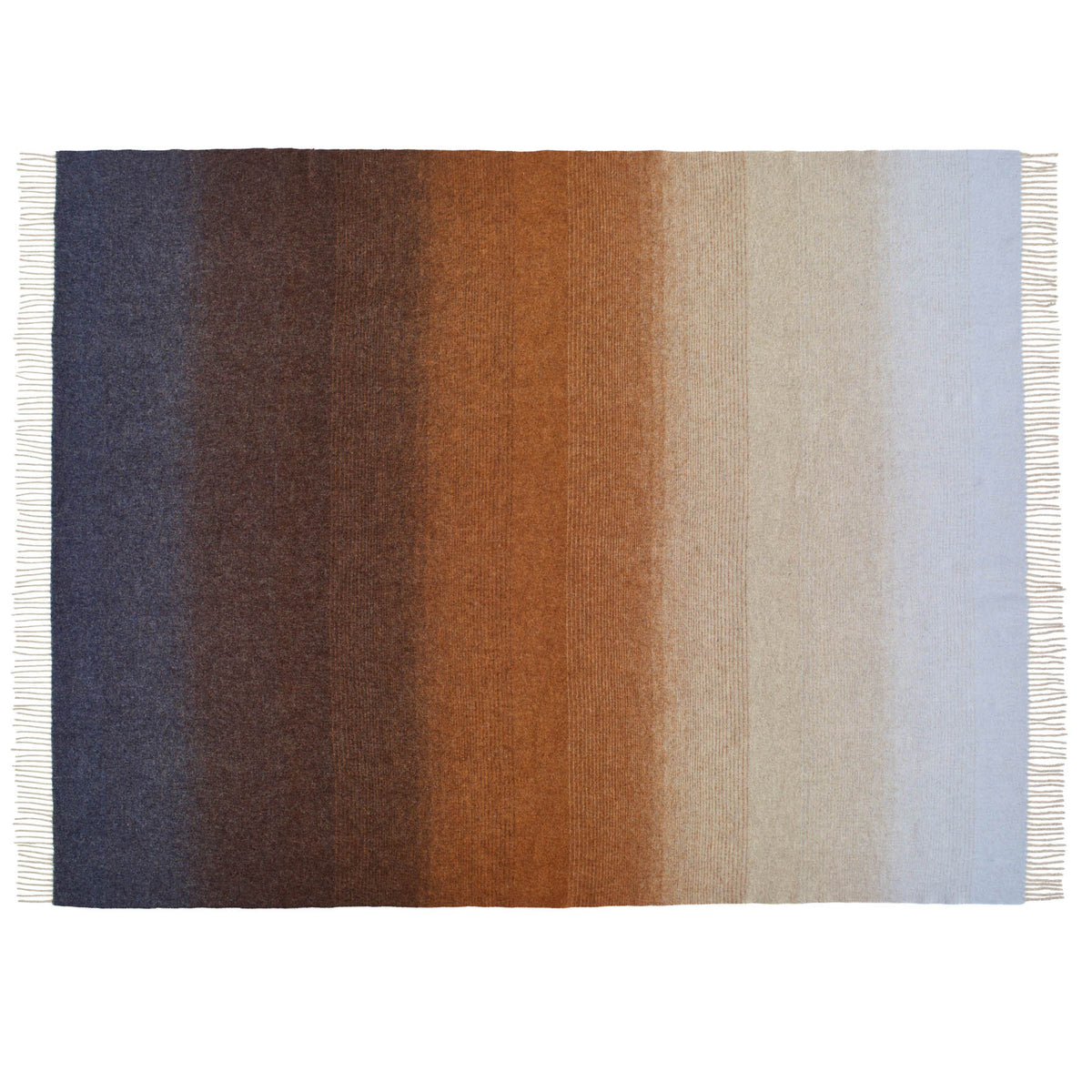 Ombre Stripe Merino Throw Navy Rust-B