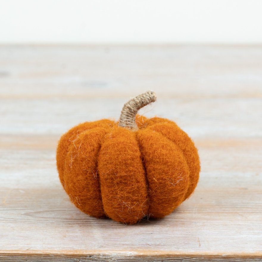 Orange Fabric Pumpkin Decoration 9cm | Annie Mo's