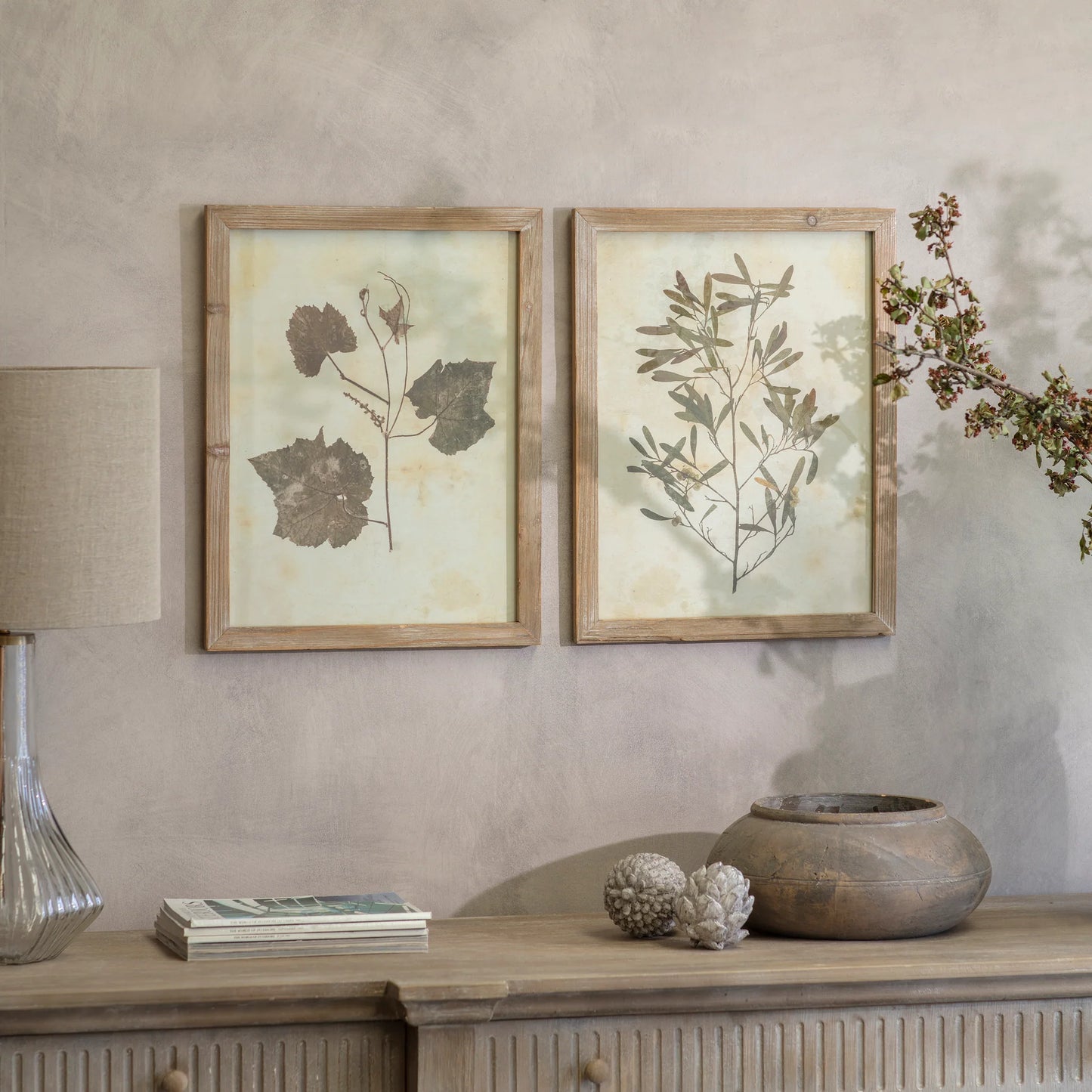 Ormington Set of Two Ornamental Leaf Framed Prints 53.8cm