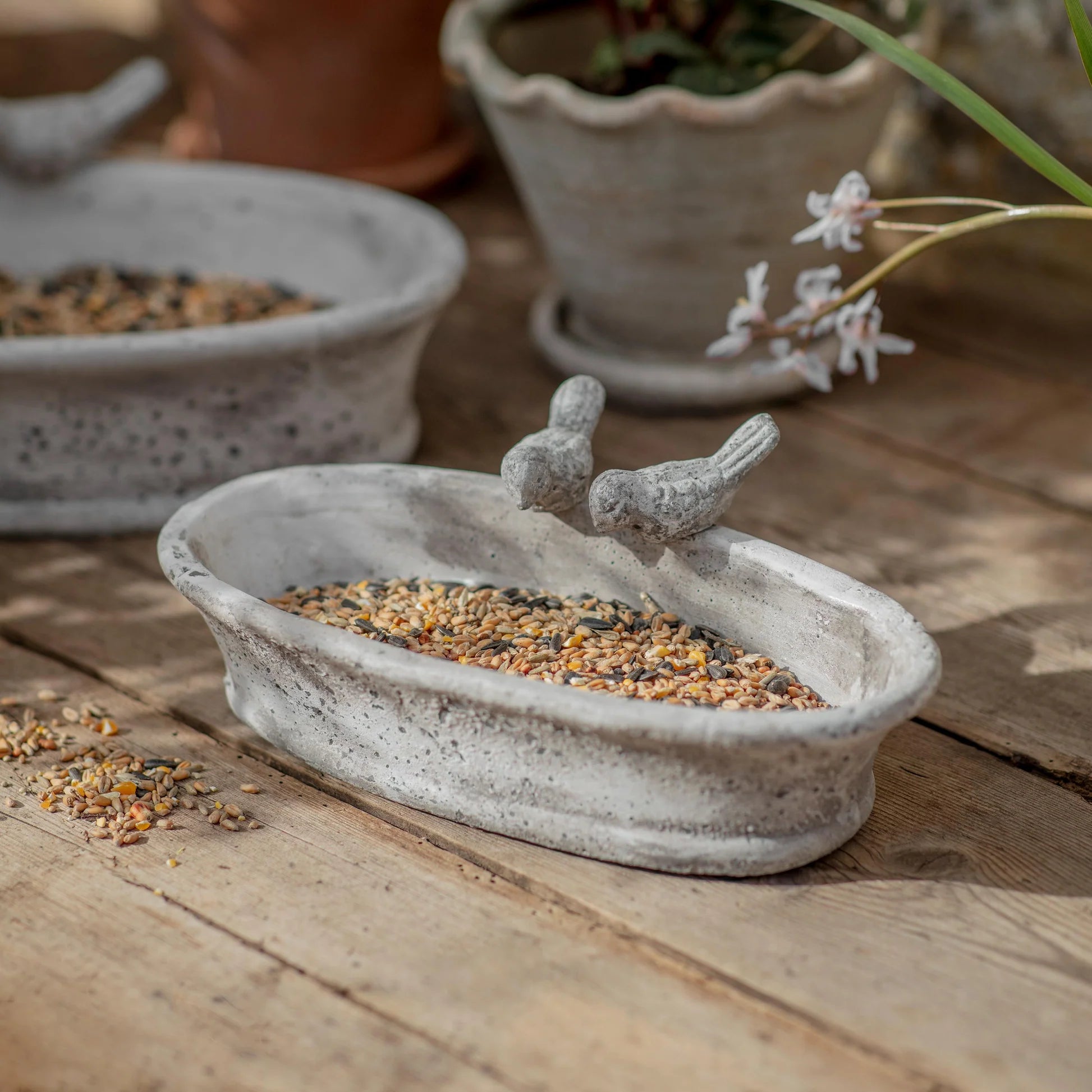 Oval Stone Effect Bird Baths