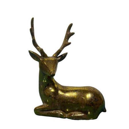 Antiqued Golden Resin Laying Deer 15cm - Style Choice