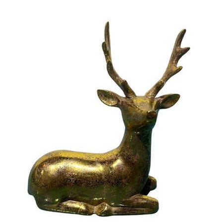 Antiqued Golden Resin Laying Deer 15cm - Style Choice | Annie Mo's