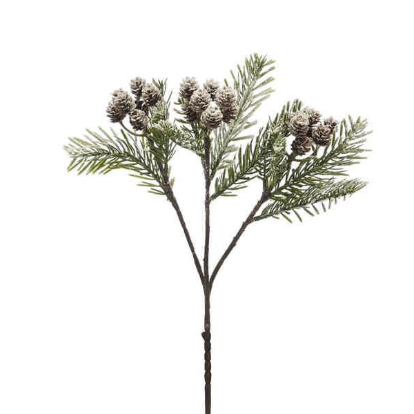 Frosted Pine with Mini Brown Pine Cones Stem 60cm | Annie Mo's