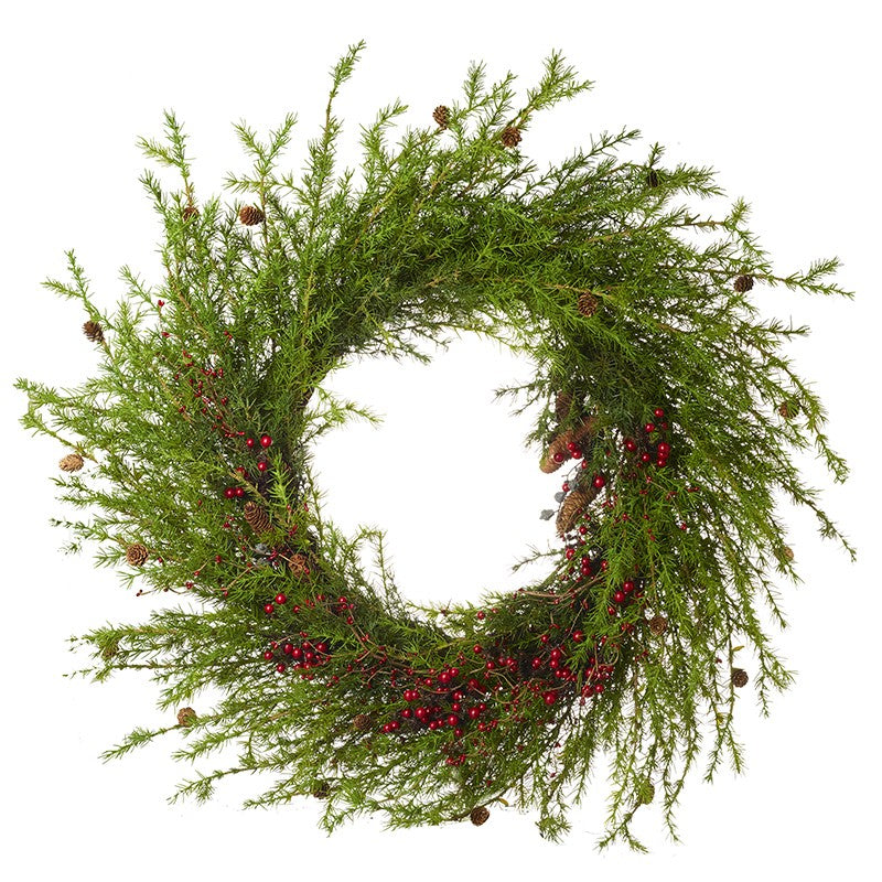 Huge Green Spray And Red Berry Wreath 127cm | Annie Mo's