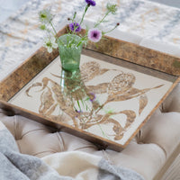 Waltham Square Botanical Foliage Mirrored Tray 48cm